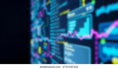 Futuristic Data Visualization Abstract Digital Interface with Graphs and Charts.