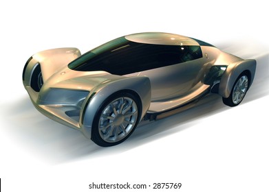 A Futuristic Design Of A Sports Car (isolated In White Background)