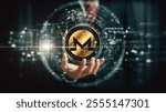 Futuristic digital background highlighting advanced cryptocurrency and encryption technology, featuring blockchain networks and secure cryptographic systems : Monero, XMR