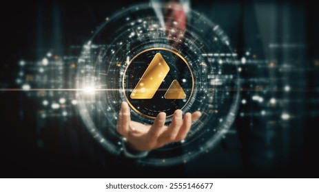 Futuristic digital background highlighting advanced cryptocurrency and encryption technology, featuring blockchain networks and secure cryptographic systems : Avalanche, AVAX