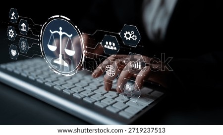 Futuristic digital law interface displaying justice scale, highlighting digital law, AI compliance, digital law systems, and digital law regulations for secure governance. Spline