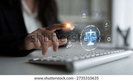 Futuristic digital law interface displaying justice scale, highlighting digital law, AI compliance, digital law systems, and digital law regulations for secure governance. Spline