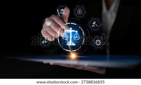 Futuristic digital law interface displaying justice scale, highlighting digital law, AI compliance, digital law systems, and digital law regulations for secure governance. Spline