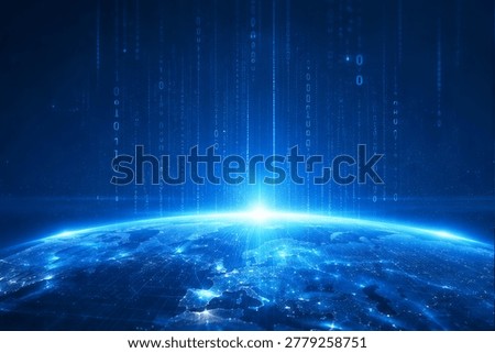 Futuristic Digital Network Overlay on Earth | 4K High-Tech Background