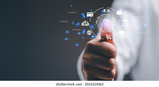 futuristic digital processing of biometric identification fingerprint scanner for access personal financial data. surveillance and security scanning of digital programs cyber futuristic applications - Powered by Shutterstock - Get 15% off with code: PIKWIZARD15