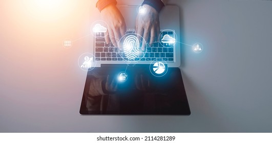 futuristic digital processing of biometric identification fingerprint scanner for access personal financial data. surveillance and security scanning of digital programs cyber futuristic applications
