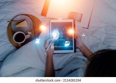 futuristic digital processing of biometric identification fingerprint scanner for access personal financial data. surveillance and security scanning of digital programs cyber futuristic applications