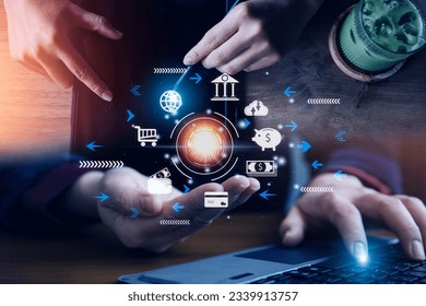 futuristic digital processing of biometric identification fingerprint scanner for access personal financial data. surveillance and security scanning of digital programs cyber futuristic applications