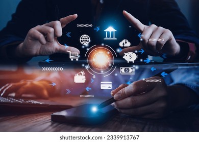 futuristic digital processing of biometric identification fingerprint scanner for access personal financial data. surveillance and security scanning of digital programs cyber futuristic applications