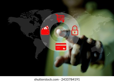 futuristic digital processing of biometric identification fingerprint scanner for access personal financial data. surveillance and security scanning of digital programs cyber futuristic applications