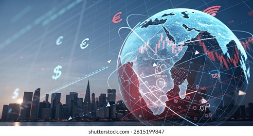 futuristic digital visualization of global import tariffs and trade data