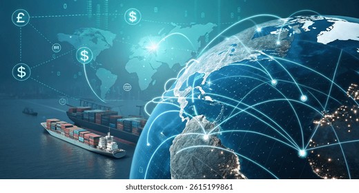 futuristic digital visualization of global import tariffs and trade data