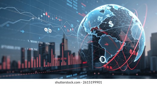 futuristic digital visualization of global import tariffs and trade data