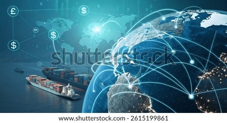 futuristic digital visualization of global import tariffs and trade data