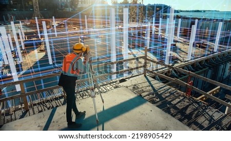 Futuristic Digitalization of Buildings Construction. Architectural Engineer Uses Virtual Reality Software Creating and Developing Commercial House. Future of Real Estate Development