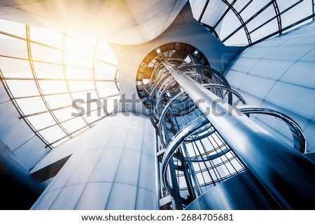 futuristic elevator in the modern Architecture