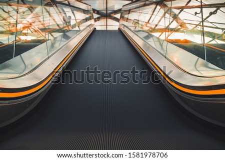Futuristic escalator with a long time exposure