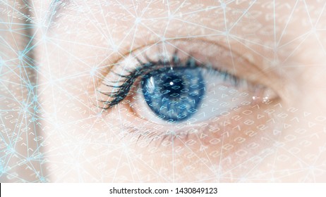 Futuristic eye scan process creative concept