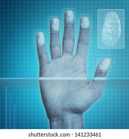 Futuristic Fingerprint Scanning Device - Biometric Security System.