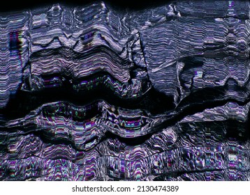 Futuristic Glitch. Color Digital Noise. Matrix Distortion. Nft Art. Electronic Defect. Purple Blue Static Pixel Artifacts Fuzzy Texture On Dark Black Abstract Background.