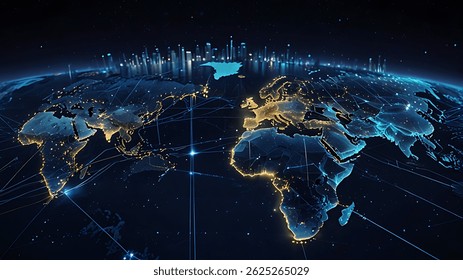 futuristic global network in world