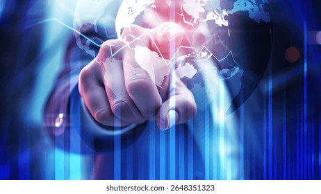 Futuristic Global Technology Interface with Data Visualization and Innovation Focus