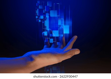 futuristic hand interacting with digital circuit network aiand cyber technology concept