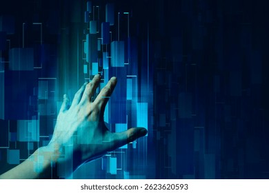 futuristic hand interacting with digital circuit network aiand cyber technology concept