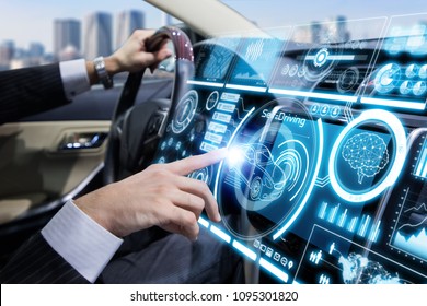 Futuristic Instrument Panel Of Vehicle.