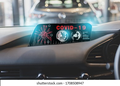 Futuristic Interface Dashboard Digital Ai For Driver Scanning Data Map Navigator For Stop Covid 19 Virus Covid-19 Or Corona Protected Help Protect For Social Distancing Stop Virus