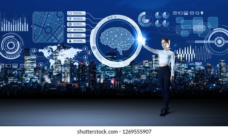 Futuristic interface and an engineer.