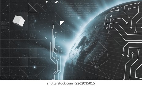 Futuristic interface global map charts.