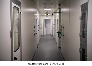 Futuristic Laboratory Hallways In National Institution For DNA Research, Genome Sequencing And Bioinformatics. Science Research Center.