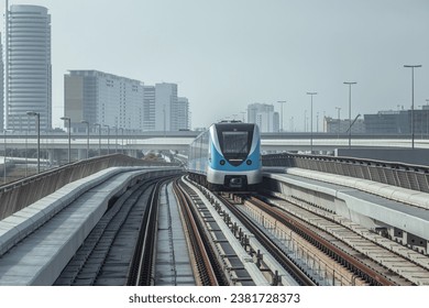 Futuristic landscape with Dubai metro. Dubai landscapes