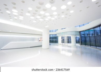 Futuristic Modern Office Building Interior In Urban City 