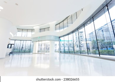 Futuristic Modern Office Building Interior In Urban City 