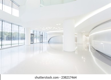 Futuristic Modern Office Building Interior In Urban City 