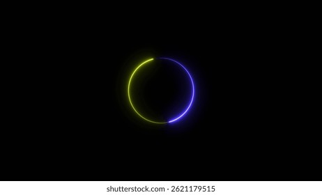 Futuristic neon loading animation. glowing circle on dark background.