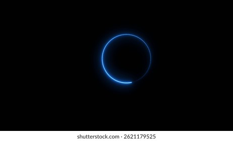 Futuristic neon loading animation. glowing circle on dark background.