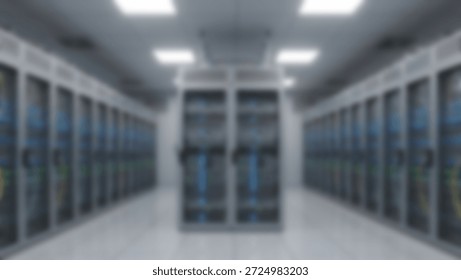 Futuristic Server Room With Glowing Data Racks  Bright Lights.