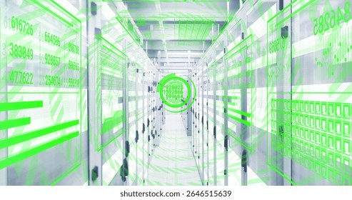 In futuristic server room, processing digital data with green holographic elements. Technology, innovation, cyber, hologram, network - Powered by Shutterstock - Get 15% off with code: PIKWIZARD15