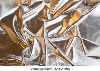 A Futuristic Silver And Gold Pattern. Shiny Material. No People, Horizontal Image