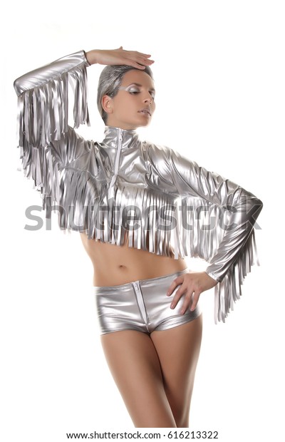 Futuristic Silver Pvc Cowgirl Halloween 