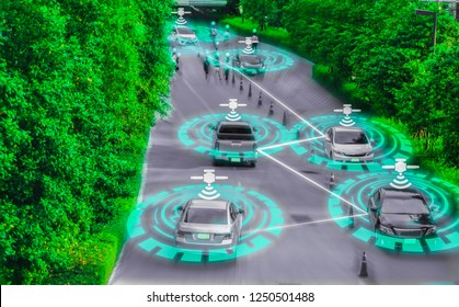 Futuristic smart car genius for intelligent self driving,Artificial Intelligence system (AI),Concepts of driving control and tracking with GPS signaling, concept future vehicle safety Driver 
