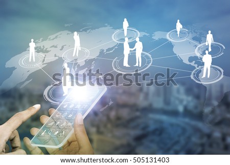 futuristic smart phone and worldwide communication network concept, abstract image visual