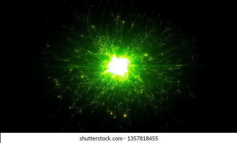 Futuristic space particles  in bright round energy structure. space orb VFX design element. Abstract colorful lights background animation energy ray of power electric magnetic.