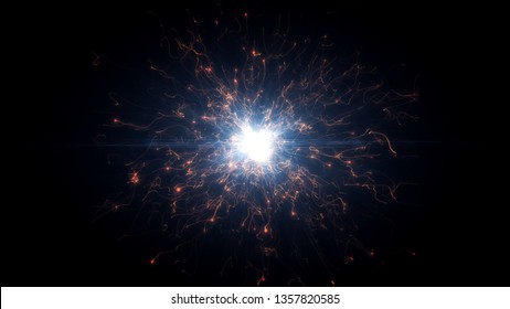 Futuristic space particles  in bright round energy structure. space orb VFX design element. Abstract colorful lights background animation energy ray of power electric magnetic.