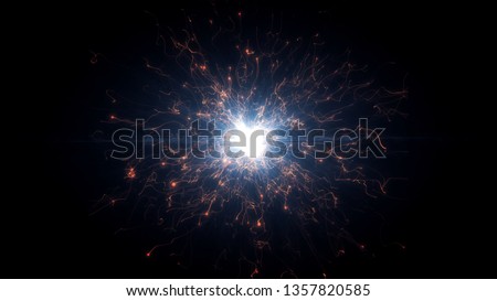 Futuristic space particles  in bright round energy structure. space orb VFX design element. Abstract colorful lights background animation energy ray of power electric magnetic.