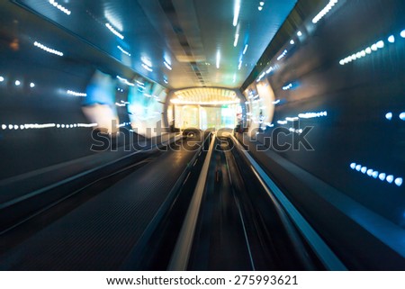 futuristic super speed traffic  blur motion in tunnel
