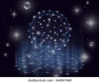 Futuristic Technology connection shape, Abstract photo of Computer generated background, Geometric Modern Technology Concept. Digital Data Visualization. Social Network Graphic background Concept